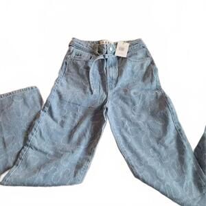 NEW LES COYOTES DE PARIS women's laser cut jeans in coral blue